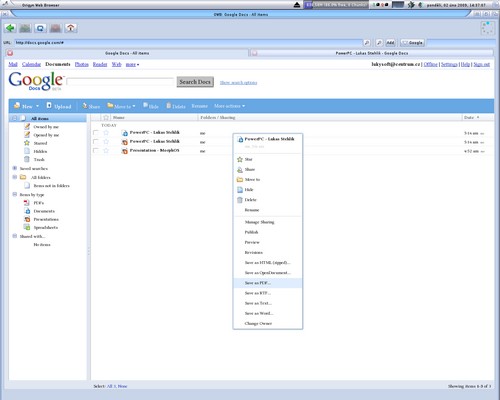 Google Docs MorphOS Main