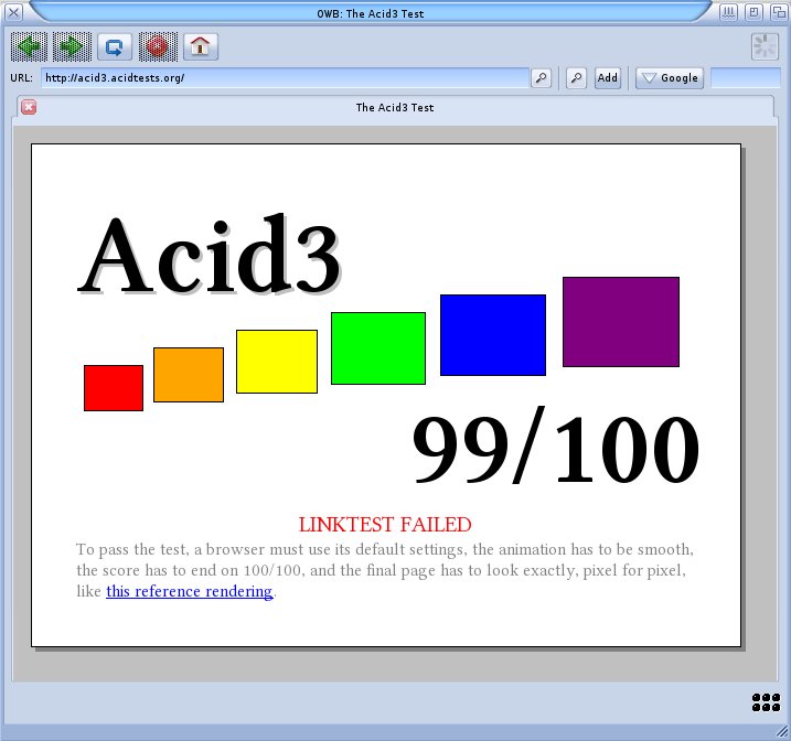 OWB MorphOS 1.1 Acid3